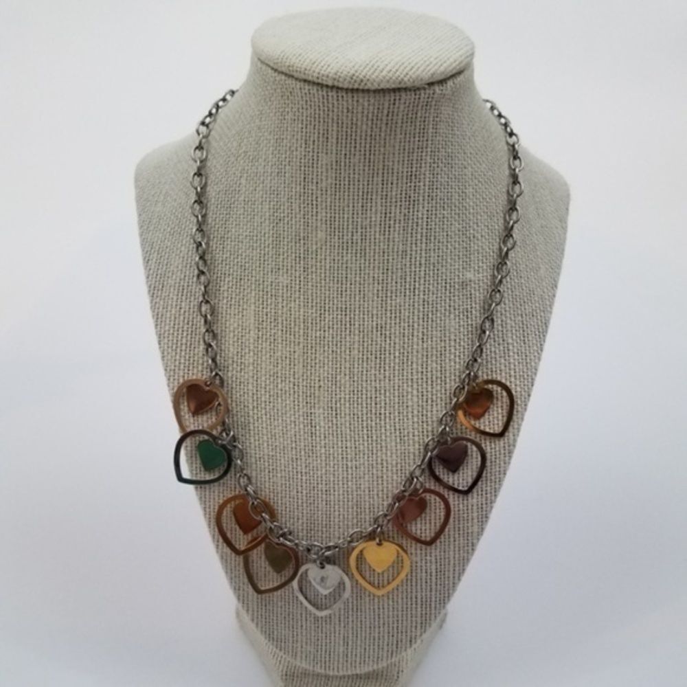 Milor necklace hearts stainless steel silver gold